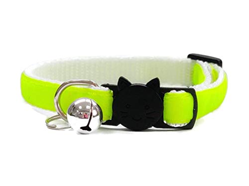 Velvet Cat Collars with Bell, Neon Green Velvet, Kitten Collar (10cm - 18cm)