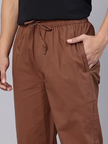 Image of Majestic Man Men's Pure Cotton Solid Lounge Pyjama Pants| Comfort Fit | Elastic Waist with Drawstring | 3 Pockets | Front Zip Closure