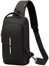 Sling Bag for Men Stylish Chest Bag Multi-pocket Mens Crossbody Bag Waterproof Anti-theft Chest Bag Daypack Bumbag for Business Travel Lightweight Backpack Front Side. (Black)