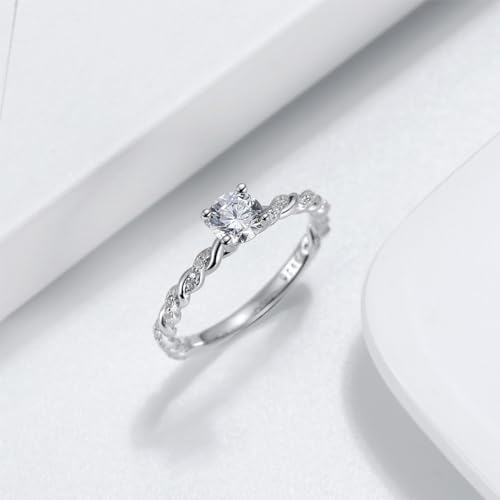 Nova&Aria Twisted Infinity Ring 925 Sterling Silver Cut 5A Cubic Zirconia Wedding Band promise Engagement Rings for Women Size 5-103