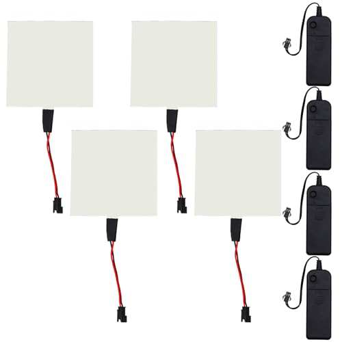 Image of Electroluminescent Panels, EL Panels light, EL Sheets 10 cm x 10 cm (3.93 inch x 3.93 inch) ON /Slow Flash /Fast Flash,4Pack (4, IceBlue, 10cm*10cm)