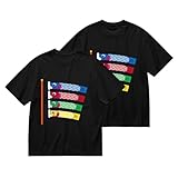[NBKING] 和風 鯉のぼり Tシャツ メンズ 半袖 丸首 綿100% 夏服 カットソー カジュアル おしゃれ 快適 通気性 軽い 柔らかい XXL