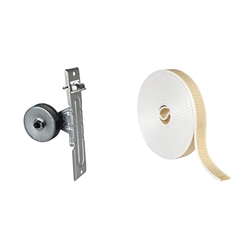 Amig - Recogedor Compacto de Acero,Medidas: 4,6 x 18,8 x 11 cm, Plateado & Cinta para Recogedor de Persianas Enrrollables en Beige y Blanco | Cuerda de Repuesto | Medidas 22 mm x 6 m