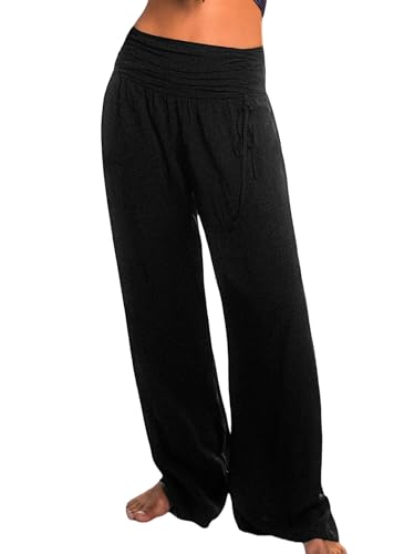 Image of CUPSHE Women's Wide Leg Beach Pants - Tropical Floral with Pockets Plus Size Casual Flowy Vacation Bottoms