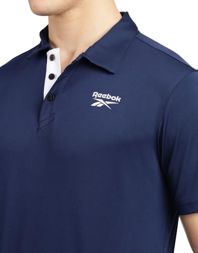Image of Reebok Men's Cotton Blend Sports Polo T-Shirt - Breathable Soft Half Sleeve Collar Tee for Men | Polo Tshirt for Men | Gym Casual Active