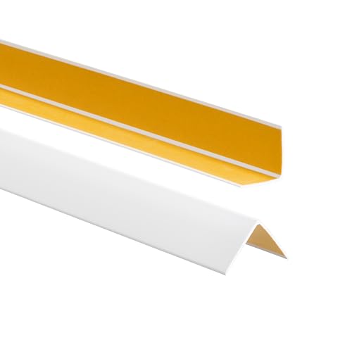 ProfiPVC Perfil angular de PVC 30x30mm, 200cm - ángulo pvc, autoadhesivo listón de plástico, protección de esquinas y bordes, esquina de gomma para cantos - cantonera protector, Blanco
