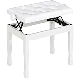 HOMCOM Banc de Piano, Banc de Clavier réglable en Hauteur en Bois Massif, Tabouret Piano ...