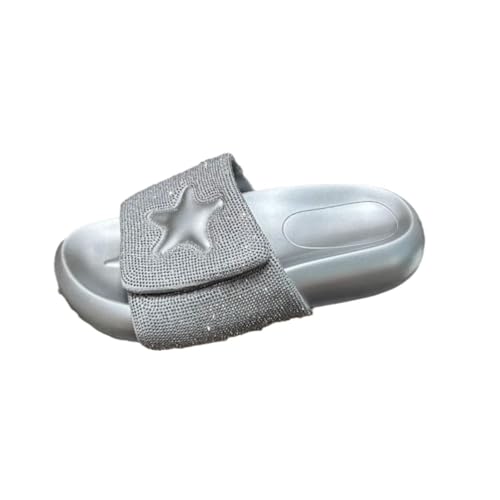 Womens Sandals Summer women's sandals thick-soled star rhinestones comfortable beach flip flops