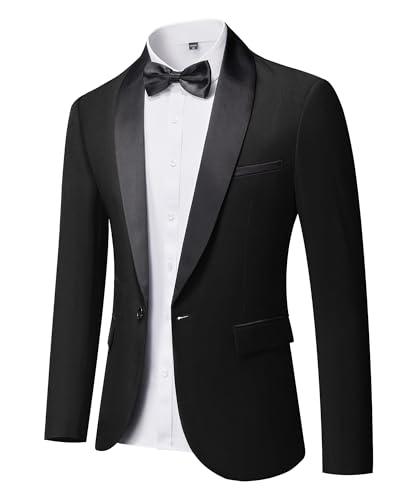 MY'S Men's Casual Slim Fit Blazer, One Button Shawl Lapel Lightweight Suit Jacket for Dinner Wedding Party