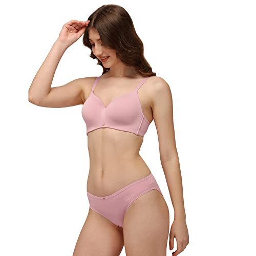 Image of SOIE Women's Full coverage, Padded, Non-wired Seamless Bra with Medium coverage brief