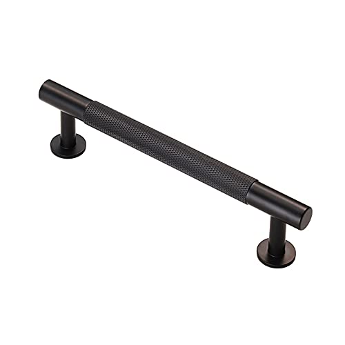 Knurled Bar Door Pull Handle - 158 x 13mm - 128mm Fixing Centres - Matt Black - Image 2