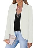LookbookStore Women White Notched Lapel Pocket Button Work Office Blazer Jacket Suit Size S