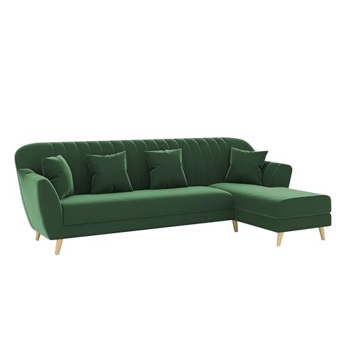 Image of Atticus RHS 6 Seater L Shape Sofa Set for Living Room (Green Fabric) Premium Fabric Sofa Set
