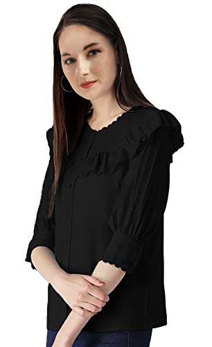Image of Girls /Women Cuffed Sleeves Solid Shirt Style top-102