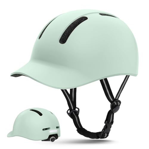 Shinmax Casque de vélo adulte pour adulte, homme et femme, léger, réglable, style casquette de baseball, casque de cyclisme avec visière pour navetteurs urbains et vélo de route (vert menthe, taille M