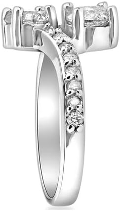 Yash Diam Jewel 14K White Gold Plated 925 Sterling Silver Round Cut Created White Diamond Prong Set Two Stone Wedding Engagement Ring (2.50 CT)
