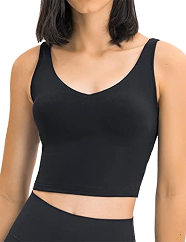 Image of POSHDIVAH Longline Sports Bra Workout Tank Tops | Padded, Removable Pads, Built in bra, Wirefree, Buttery Smooth, Soft, Fitness, Running, Yoga, Wide Straps, U-back