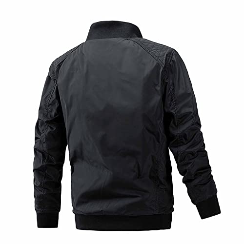Dyguyth Plus Size Mens Bomber Jacket,Casual Zip Up Midweight Varsity Slim Fit Windbreaker Softshell Fall Sportswear Jackets Coat Black 2Xl #TOP1