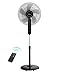 Midea FS40-15FR Standventilator Leise mit Fernbedienung,3 Geschwindigkeitsstufen,LED Anzeige, 7,5H Timer,höhenverstellbar, 80°Oszil-lationsfunktion, 55W Kraftvoller,Ventilator,Luftzirkulation, Schwarz