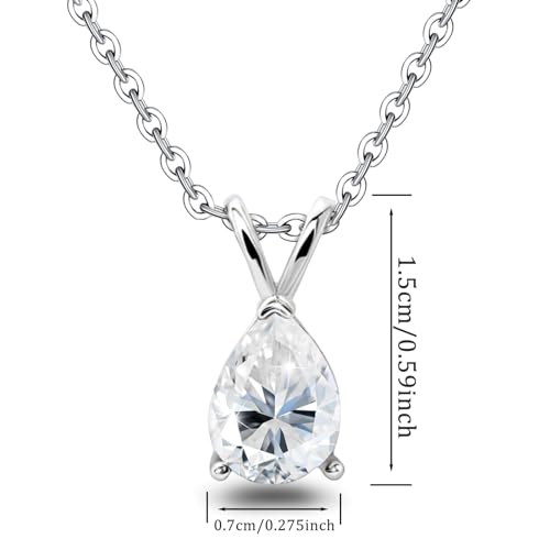 Silver Necklaces for Women Trendy - Hypoallergenic Teardrop Necklace Cubic Zirconia Waterdrop Pendant Necklace Aesthetic Simple CZ Necklace Adjustable Pear-Shape Charm Necklace for Girls Her2