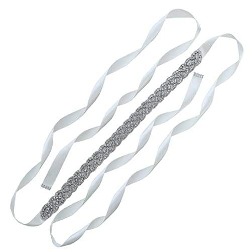 Bridal Belt Handmade Crystal Rhinestone Wedding Dress Sash Belt Tie With Ribbon