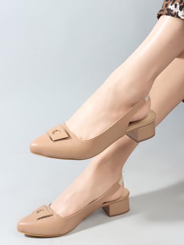 Image of Carlton London Women Stylish Backstrap Sandal for Casual Wear, Party and Formal use with Block Heels