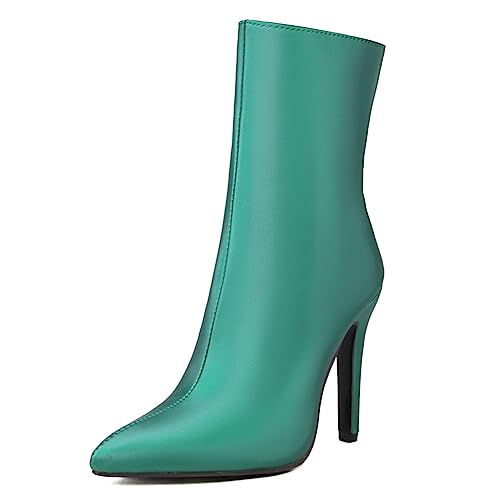 Talons aiguilles bottines souples en stretch vert avec zip latéral PAYDVOIER confort