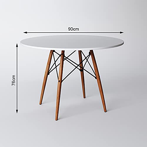 Mesa Eames Eiffel Redonda De Jantar 90cm Branca - Up Home