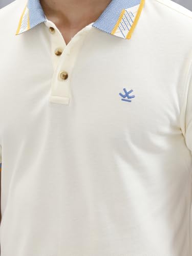 Image of WROGN Men's 240 GSM Cotton Pique Polo T-Shirt | Jacquard Collar Design | Slim Fit