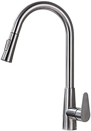 Mitigeur d'évier de cuisine extractible noir et or brossé orientable à 360°