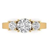 Clara Pucci 1.5 cttw Moissanite Engagement Ring for Women, Solid 14K Yellow Gold (Round Cut, 6.5mm)