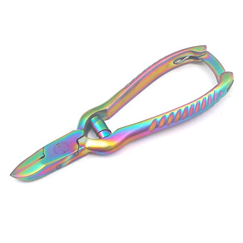 AAProTools Titanium Galaxy Multi Color Rainbow Professional Pedicure Toenail Nipper with Barel Spring and Back