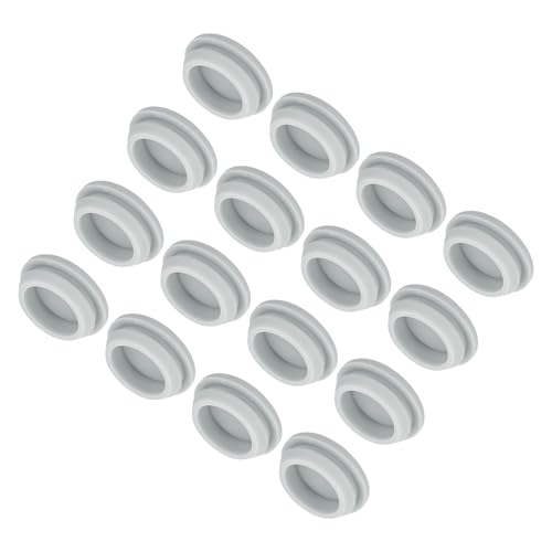 Image of MECCANIXITY 16pcs Silicone Snap in Locking Hole Plugs,25mm /1 Inch Mounting Diameter Narrow Groove Width 2mm Panel Seal Cover Round for Kitchen Bulkheads Waterproof Sealing Plugs Grey