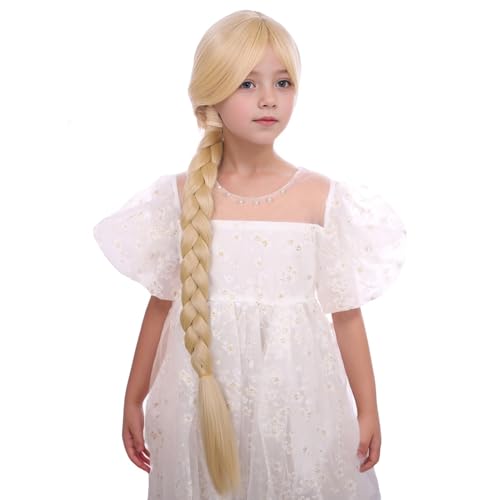 Image of Kids Blonde Wigs Child Golden Blonde Long Braided Wigs Girls Costume Cosplay Wig Synthetic Wigs with Wig Cap