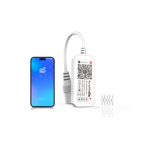 Arote Contrôleur LED RGBW Wifi pour bande LED/bande LED RGBW Bande LED, variateur/télécommande de travail avec système Android et iOS 16 millions de couleurs, DIY