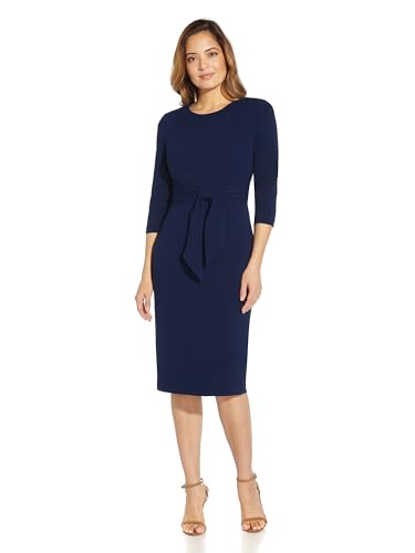 Adrianna Papell Women's Knit Crepe Tie Waist Sheath4