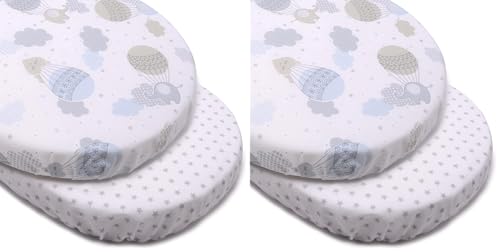 PEKITAS Sábana 75x33cm / 72X33cm Ajustable para Colchón Capazo/Carro/Cochecito de bebé para Niños y Niñas con Elástico Se Adapta a Julius Zöllner, Träumeland, Alvi (Paquete de 2)
