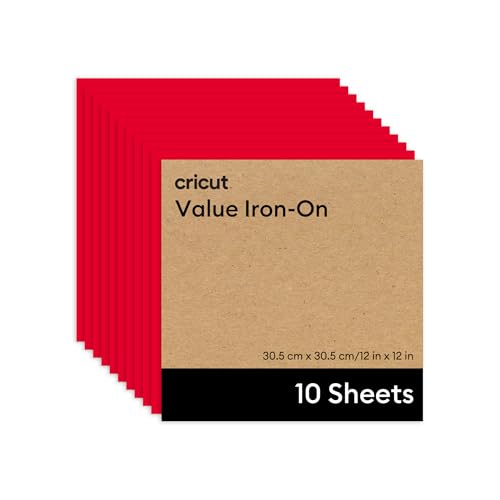 Cricut® Value Iron-On, Red - 12 in x 12 in (10 ct) - HTV Heat Transfer Vinyl