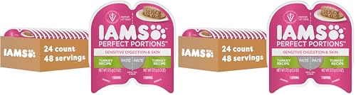 IAMS Perfect Portions Sensitive Digestion & Skin Turkey Wet Cat Food Pate 2.6 Oz. Twin-Pack Trays