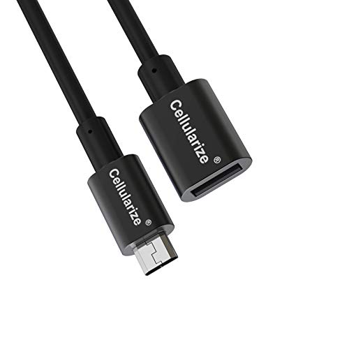 Cellularize Micro USB Extension Cable (Black, 6M/20FT) Male to Female Extender Power Cord Compatible with Arlo Pro, Ring Stick Up Solar Panel, Zmodo Wirless Security Camera