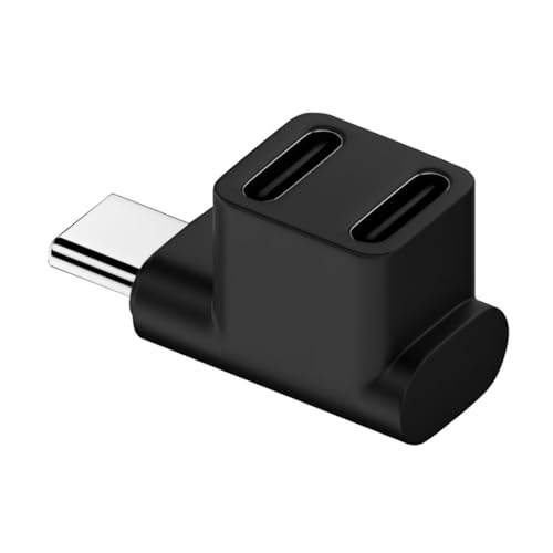 Image of ETZIN USB3.0 Type C Male 10Gbps to Dual Female Power Data Splitter Adapter Up Angled Compatible with Steam Deck Laptop
