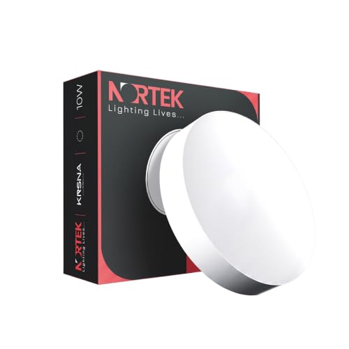 Image of Nortek KRSNA 10W LED Surface Panel Light | Bright Panel Lights for Ceiling, Bedroom, Hall, Balcony | Cool White | Decorative Round Wall Panel | Fall Ceiling Light for Home & Office | Pack of 10