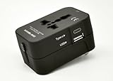 Universal Travel Adapter Surge Protection 1 USB Port + 1 Type C Port Multiple Conversion Plug NANOLAKE, for 150+ Countries USA/EU/UK/AUS etc. FCC, CE and RoHS Listed. Fuse/Safety Shutter 2000W