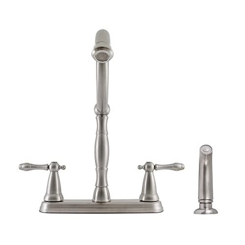 Design House 523241 Oakmont 2-Handle Kitchen Faucet With Side Sprayer, Satin Nickel Finish #TOP6