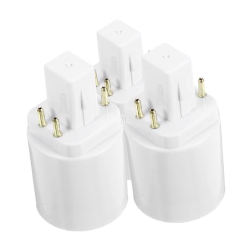 HOMSFOU 3 pièces Adaptateur Culot Ampoule à 4 Broches vers Convertisseur Douille E27 Résistante Chaleur Base pour Lampes LED et Éclairage Bureau Maison