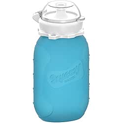 Blue 6 oz Squeasy Snacker Spill Proof Silicone Reusable Pouch