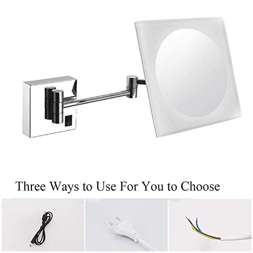 Miroir simple face de maquillage mural carré JCAKES avec grossissement 3X - 7