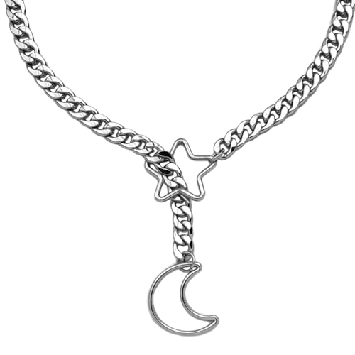 Acun Star and Moon Chain Necklace For Women O Ring Slip Chain Chokers Rhinestone Lust Chain Submissive Collar Choker