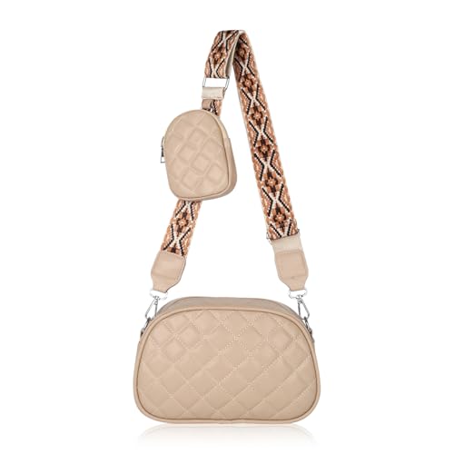 EXTREE crossbody Bags for Women,Trendy Shoulder Vegan Leather Handbags, Satchel Purse with Adjustable Wide Vintage Strap Af-pink