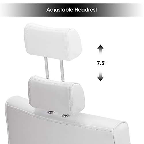 Barberpub Classic Recliner Barber Chair Antique Hair Spa Salon Styling Beauty Equipment 3123 (White) #TOP4